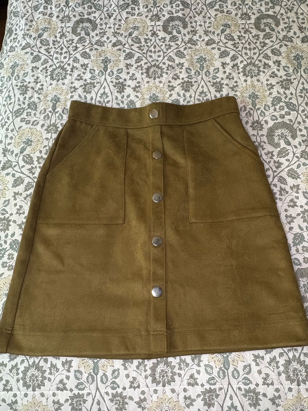 Cato Carmel Brown Button-Front A-Line Mini Skirt
